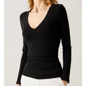 OGL Eco Mousse Top NWT Womens M Black Ruched Dark Academia Brami Basic Shirt